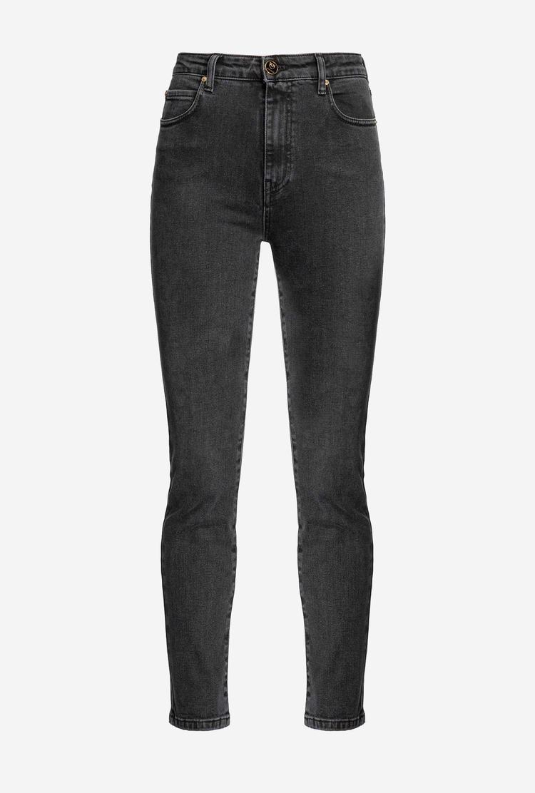 Women's Pinko Snug-fitting Black Denim Jeans Grey | Australia-45683279