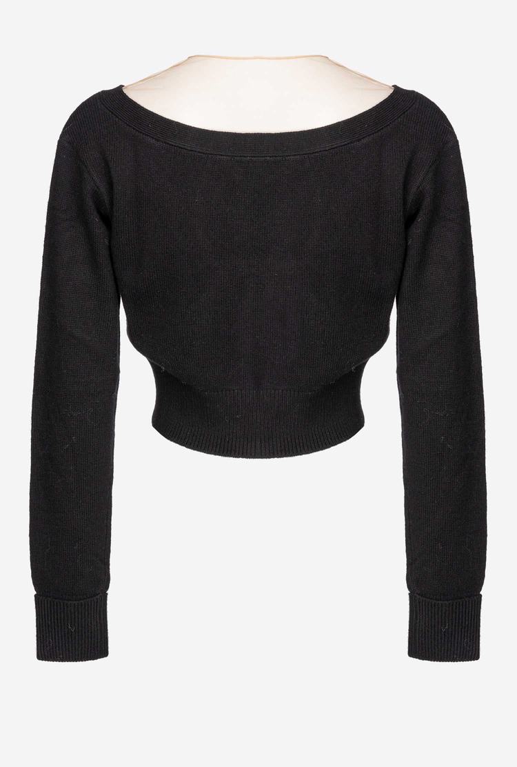 Women's Pinko Soft Wool And Tulle Cardigan Black | Australia-57031289