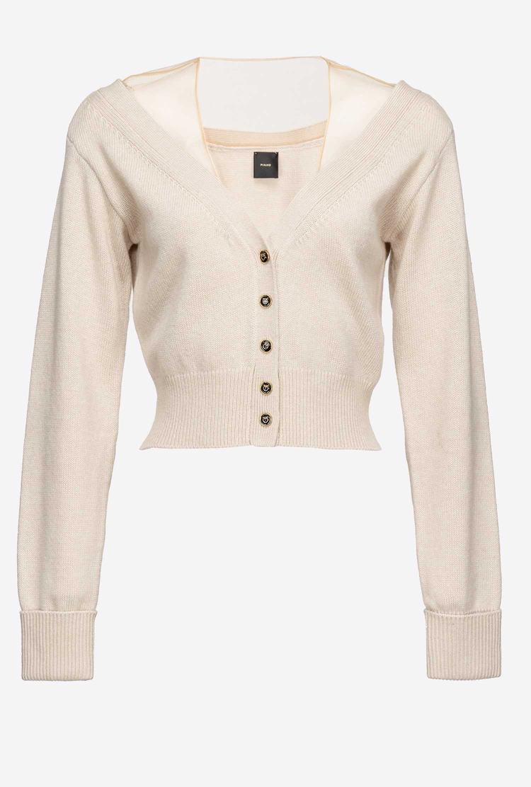 Women's Pinko Soft Wool And Tulle Cardigan Beige | Australia-63519479