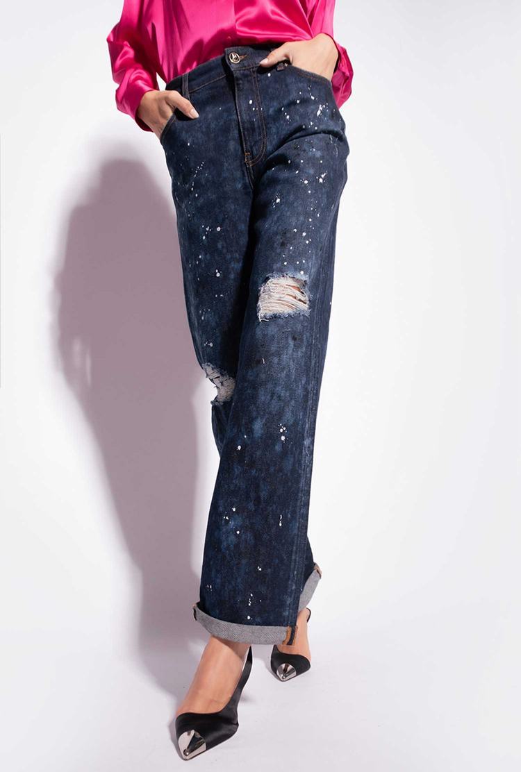 Women's Pinko Spotted Boyfriend Jeans Blue | Australia-68430979