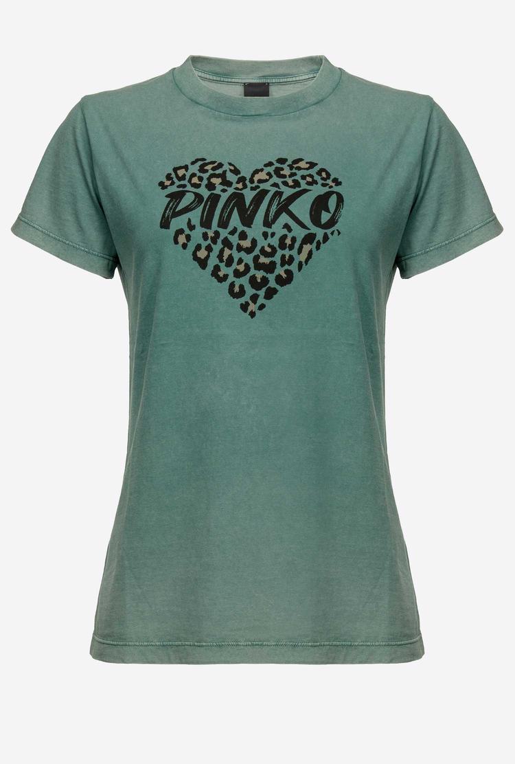 Women's Pinko Spotted Heart T Shirts Green | Australia-45308279