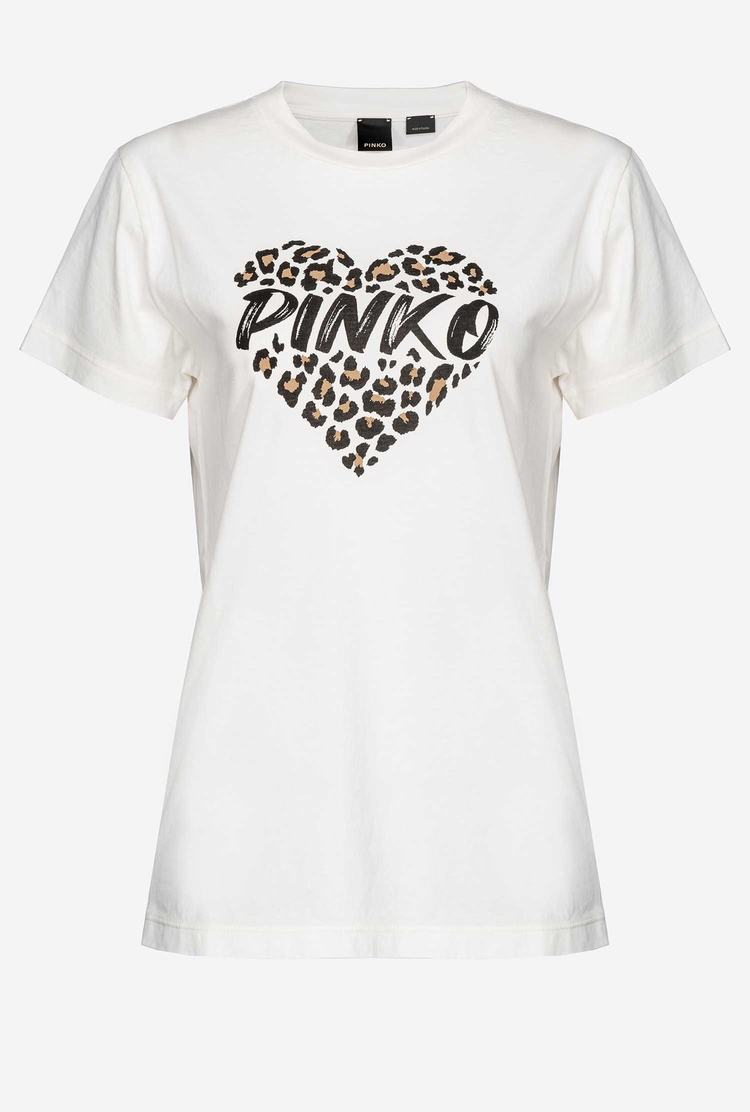 Women's Pinko Spotted Heart T Shirts White | Australia-04693859