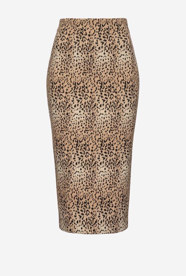 Women's Pinko Spotted Midi Skirts Brown/Black | Australia-85796249