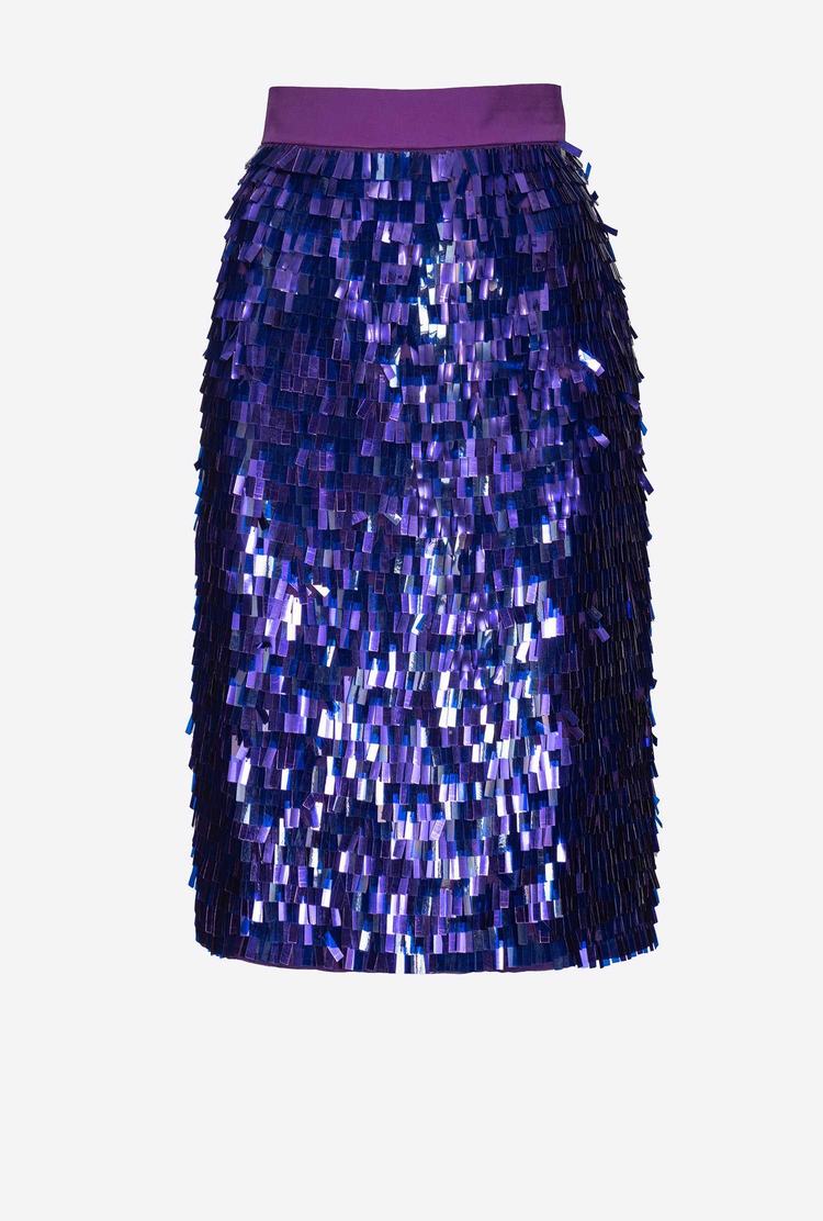 Women's Pinko Square-shaped Sequins All Over Skirts Purple | Australia-12476389