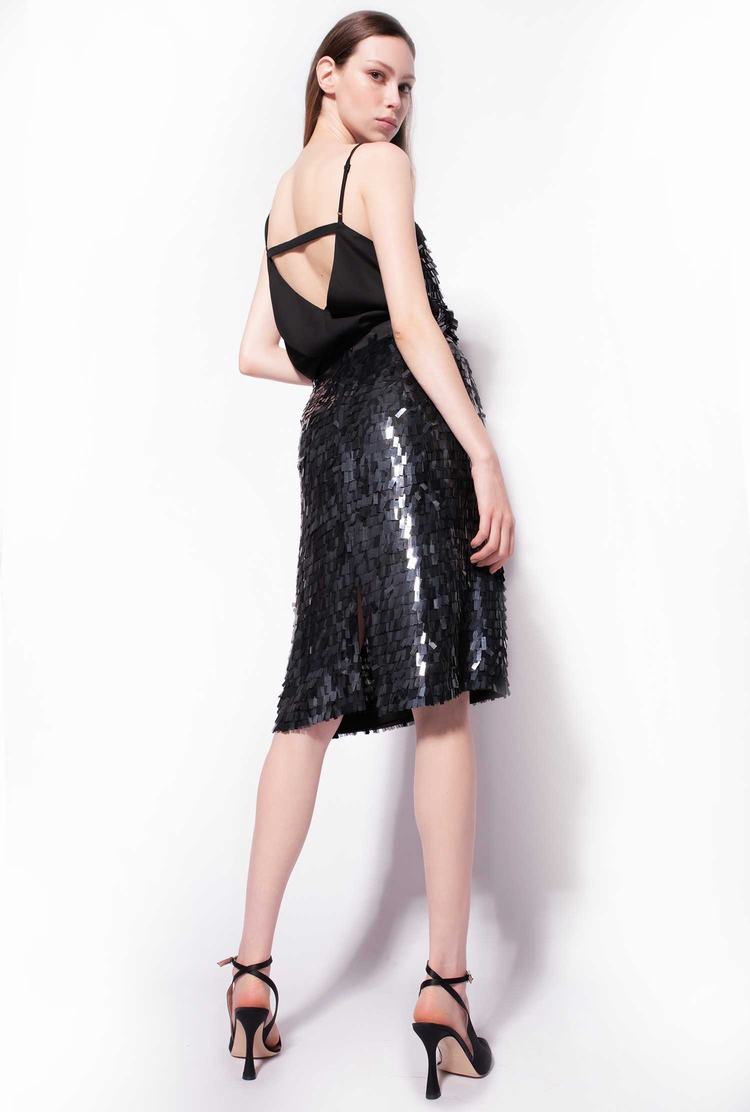 Women's Pinko Square-shaped Sequins All Over Skirts Black | Australia-51462879