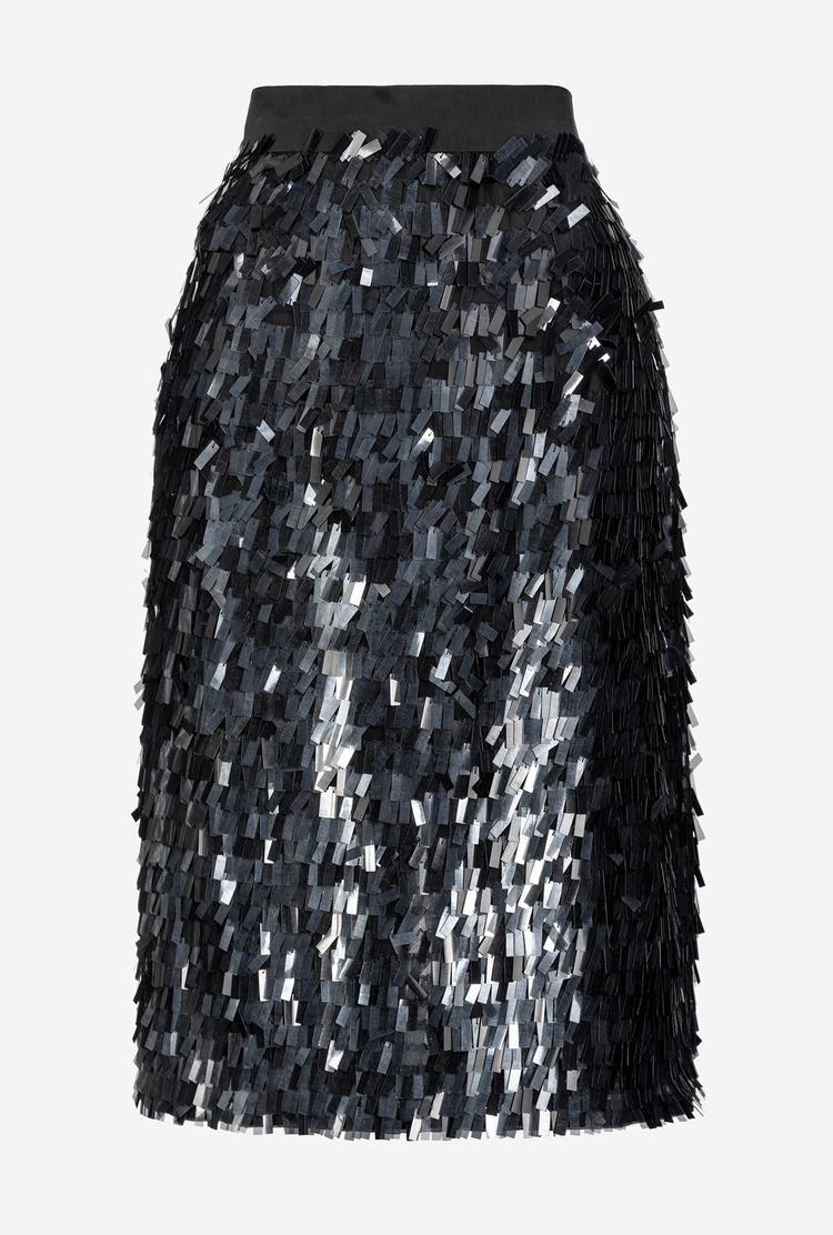 Women's Pinko Square-shaped Sequins All Over Skirts Black | Australia-51462879