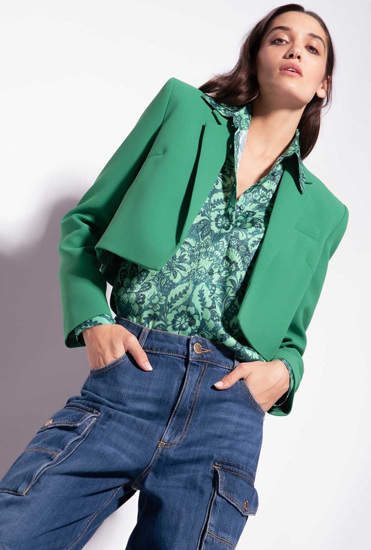 Women's Pinko Stretch Crepe Spencer Jackets Green | Australia-18546979