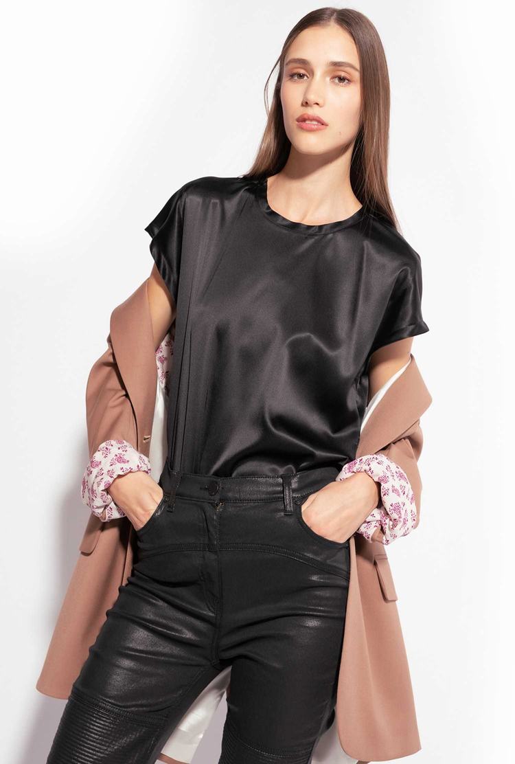 Women's Pinko Stretch Satin Shirts Black | Australia-42786159