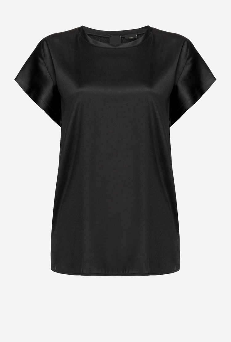 Women's Pinko Stretch Satin Shirts Black | Australia-42786159