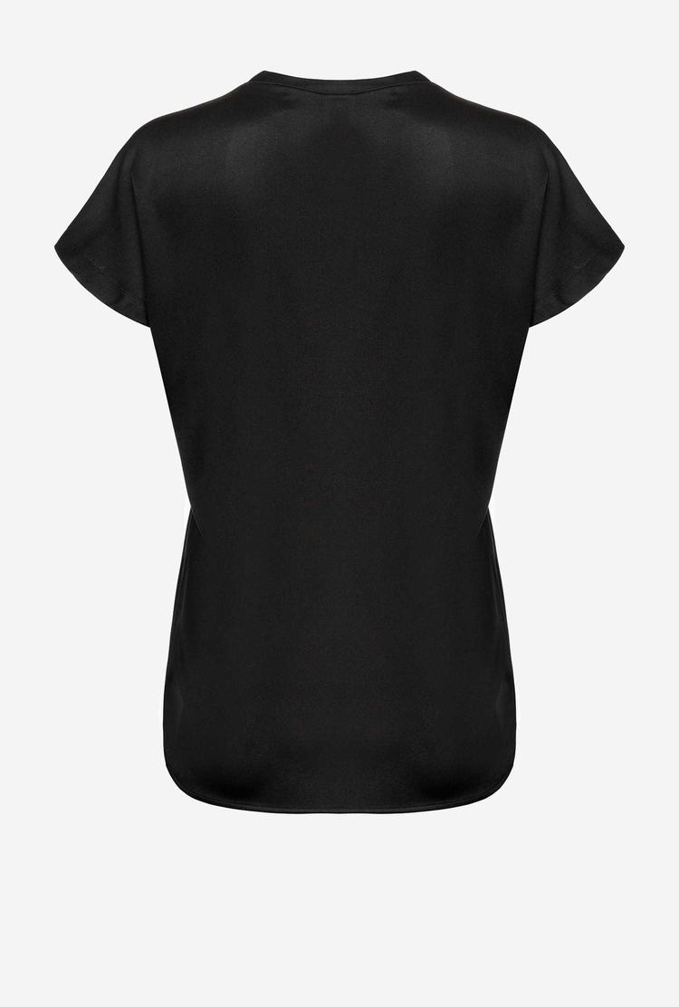 Women's Pinko Stretch Satin Shirts Black | Australia-42786159