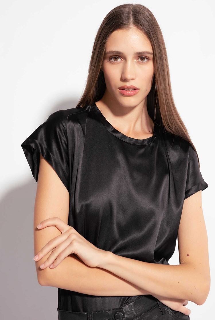 Women\'s Pinko Stretch Satin Shirts Black | Australia-42786159