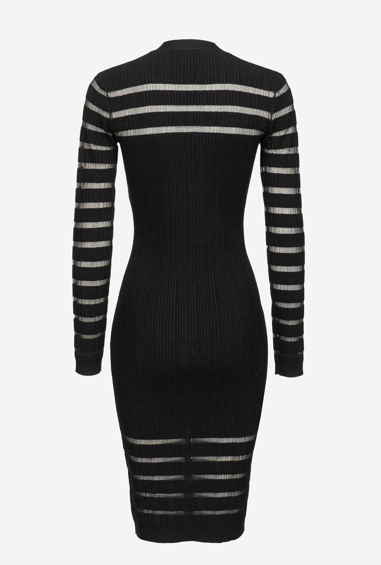 Women's Pinko Striped Knit Dress Black | Australia-35689079