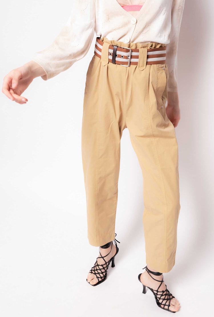 Women's Pinko Striped Pants Yellow/Brown | Australia-39672159