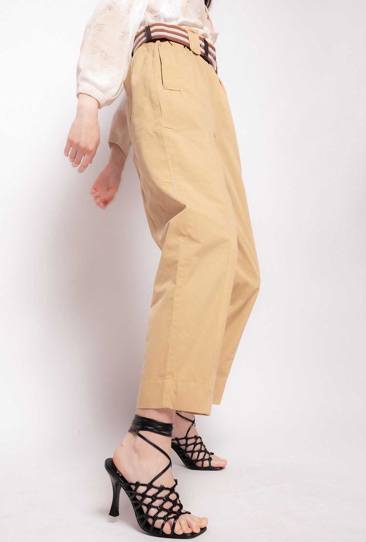 Women's Pinko Striped Pants Yellow/Brown | Australia-39672159