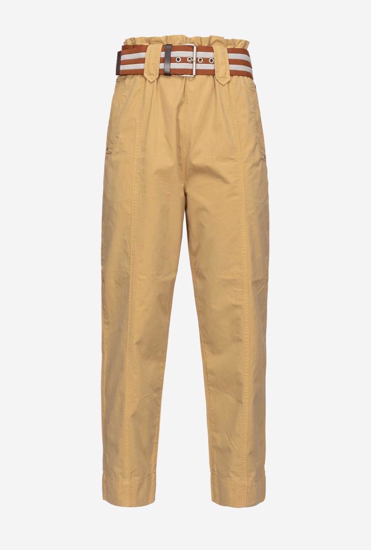 Women's Pinko Striped Pants Yellow/Brown | Australia-39672159