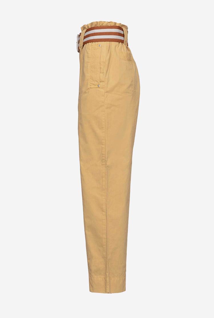 Women's Pinko Striped Pants Yellow/Brown | Australia-39672159