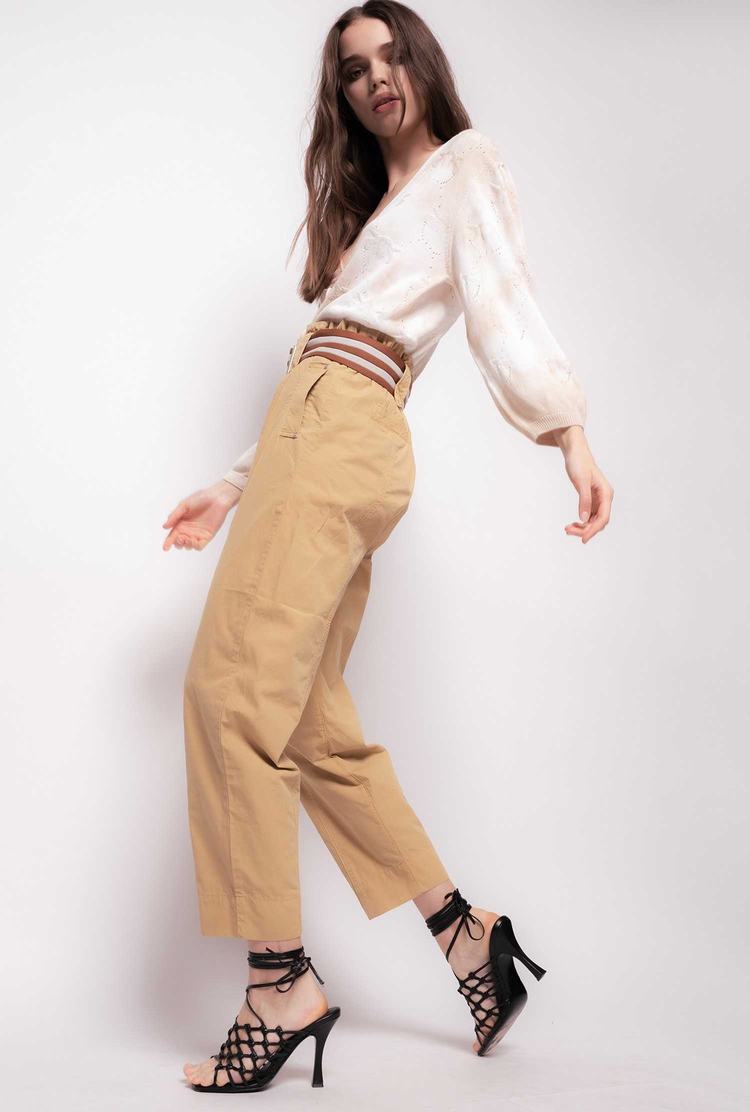 Women\'s Pinko Striped Pants Yellow/Brown | Australia-39672159