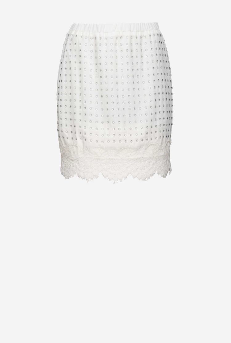 Women's Pinko Studded Mini Skirts White | Australia-30418279