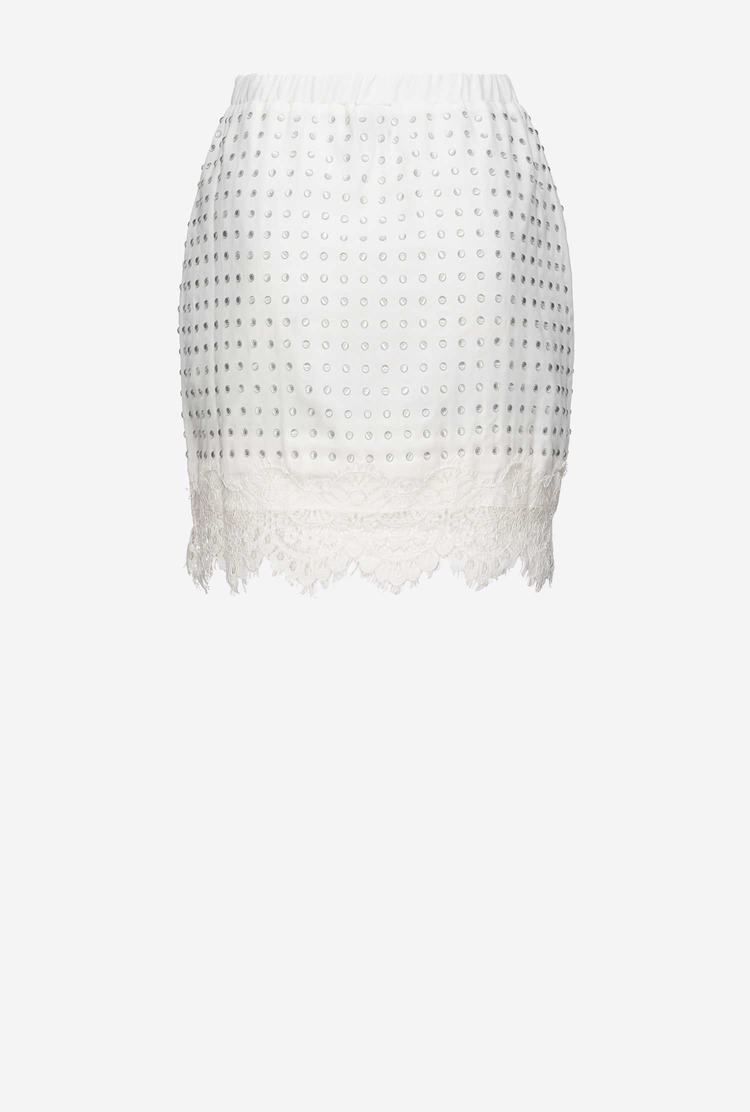 Women's Pinko Studded Mini Skirts White | Australia-30418279