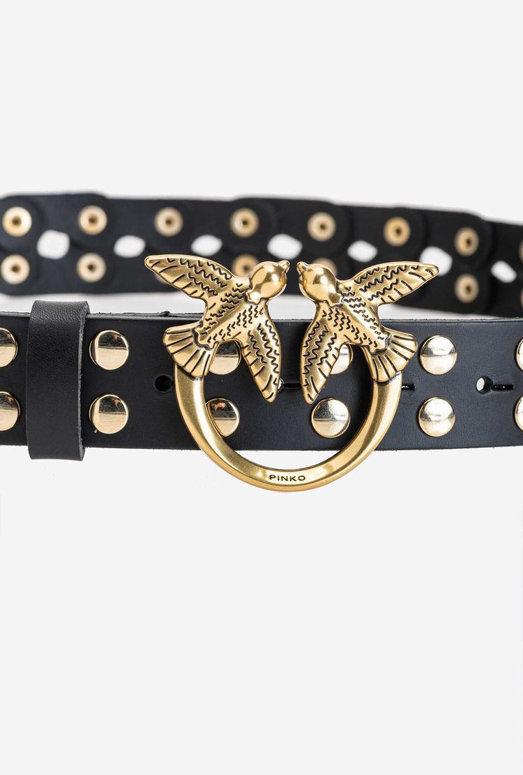 Women's Pinko Studs Belts Black Gold | Australia-58792069