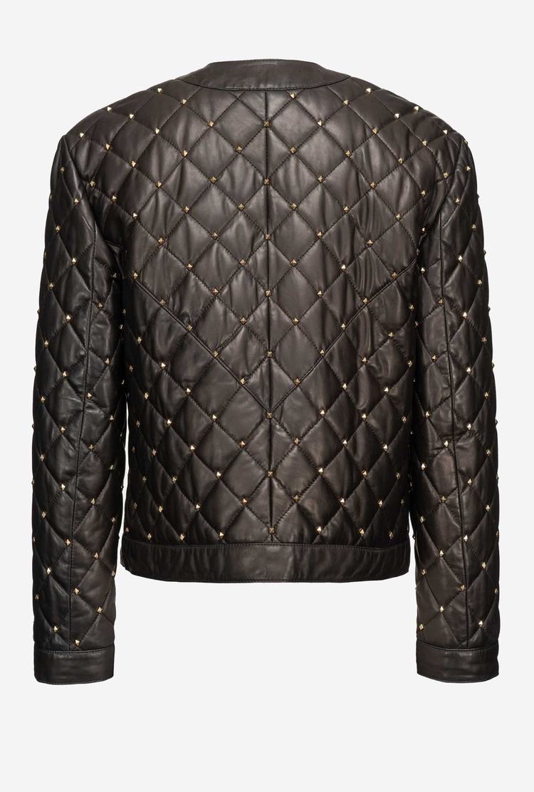 Women's Pinko Studs Quilted Jackets Black | Australia-58429079