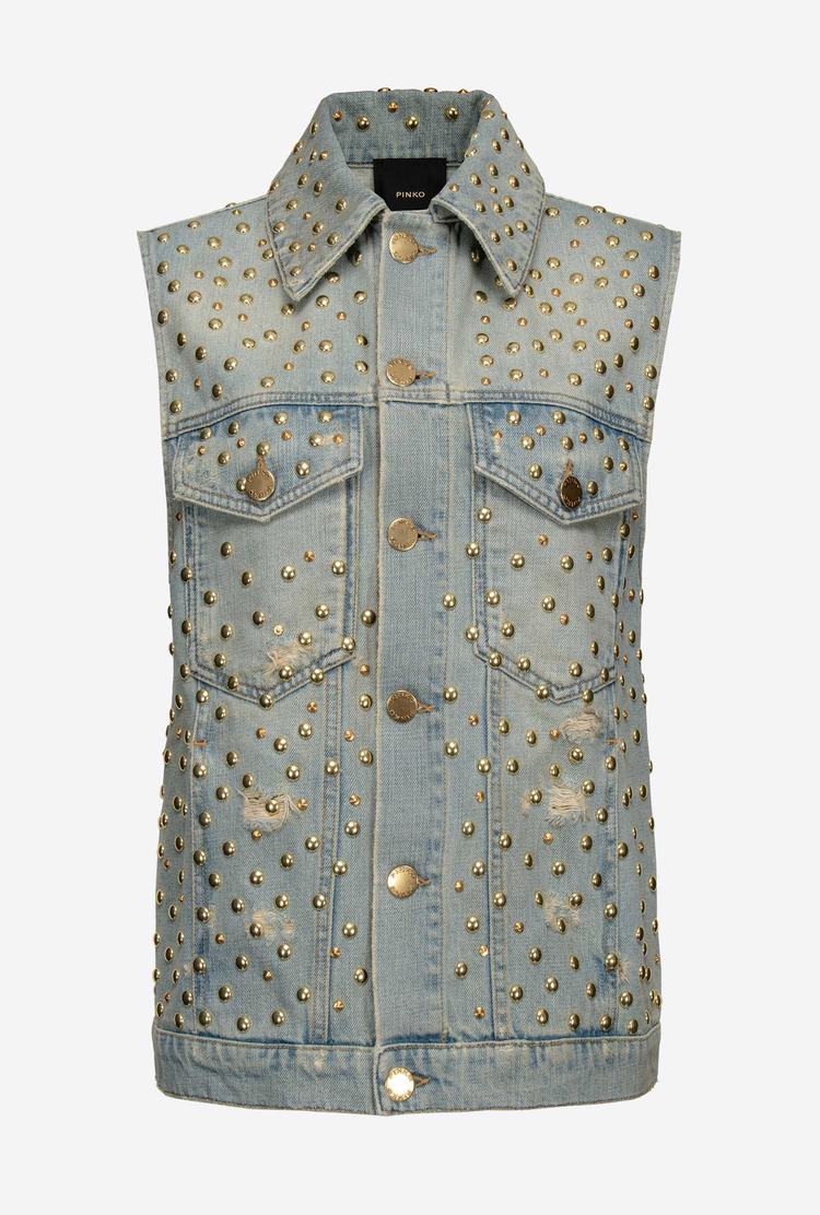 Women's Pinko Studs Vest Blue | Australia-49085639