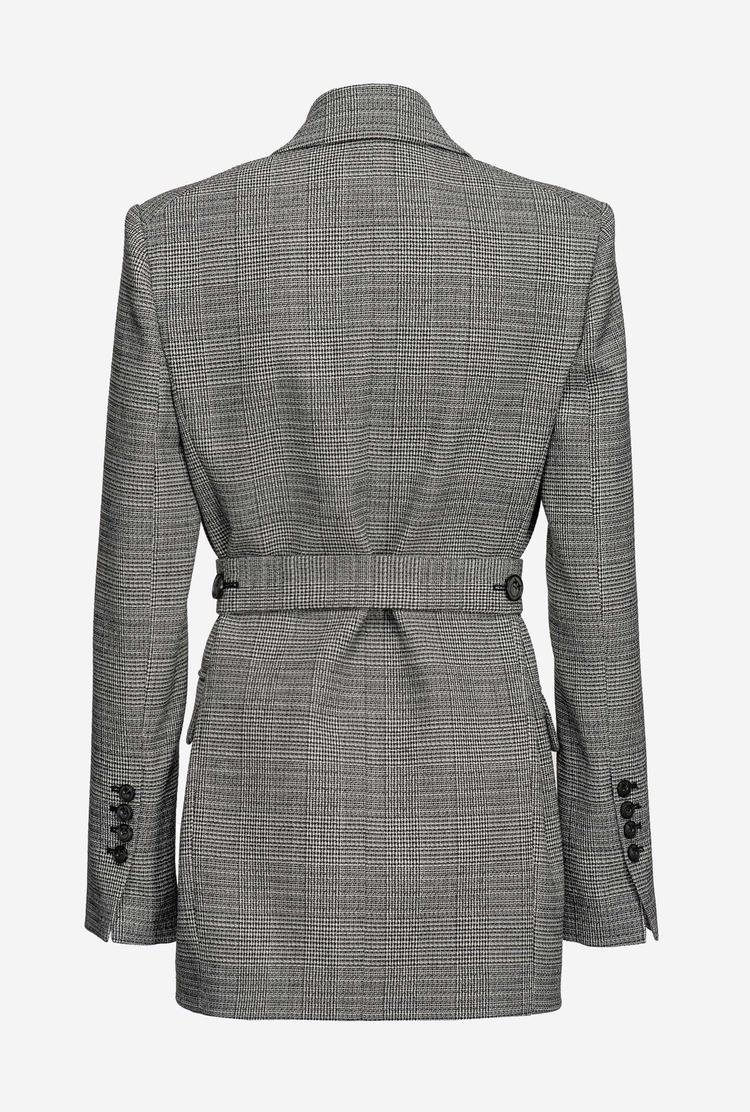 Women's Pinko Textured Check Blazers Black/Grey | Australia-59682709