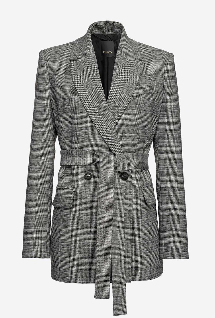 Women\'s Pinko Textured Check Blazers Black/Grey | Australia-59682709