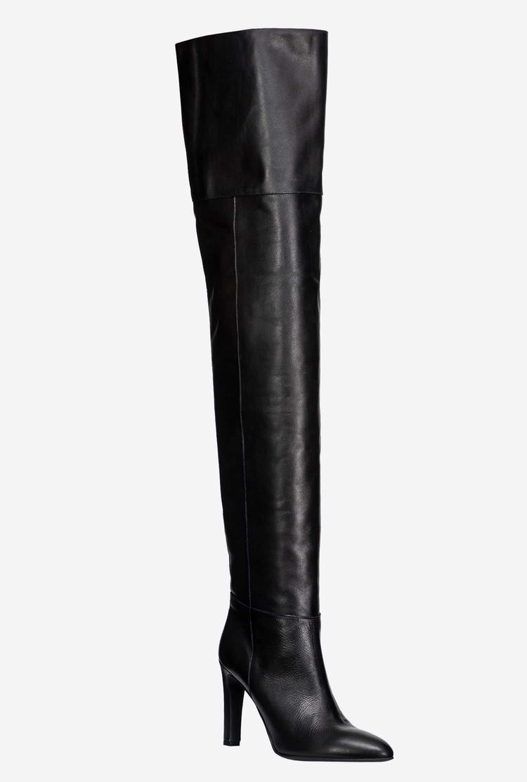 Women's Pinko Thigh-high Leather Boots Black | Australia-70863229