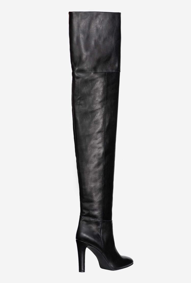 Women's Pinko Thigh-high Leather Boots Black | Australia-70863229