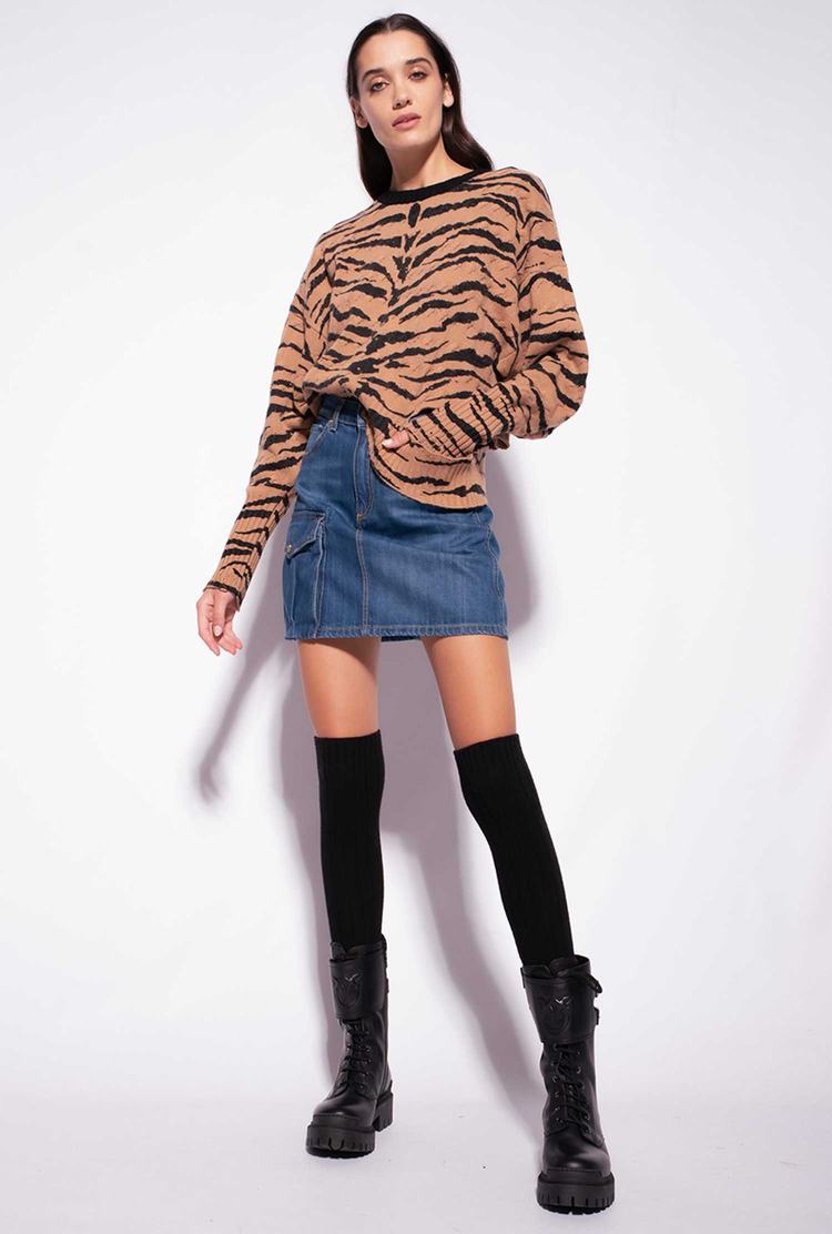 Women's Pinko Tiger Print Pullover Brown/Black | Australia-75320849