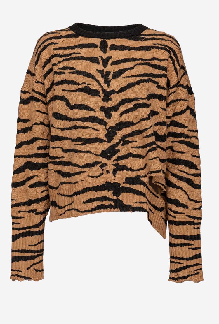 Women's Pinko Tiger Print Pullover Brown/Black | Australia-75320849