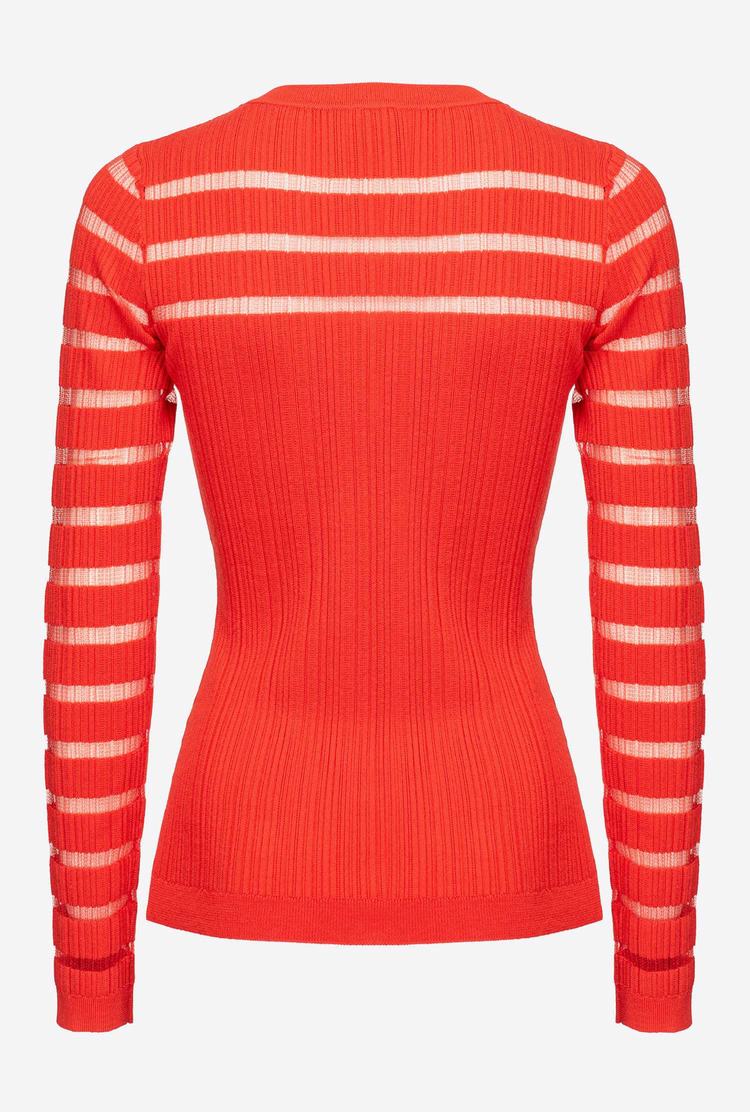 Women's Pinko Transparent Stripes Sweaters Deep Red | Australia-43817909