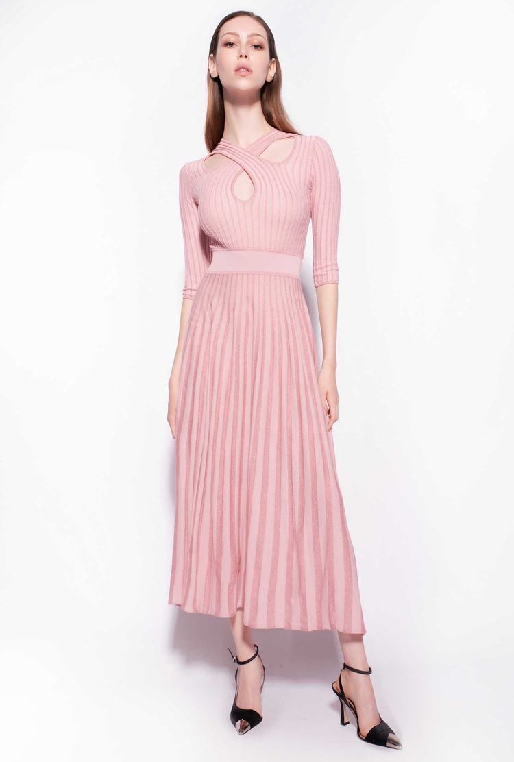 Women's Pinko Two-tone Knit Midi Dress Pink | Australia-53890429