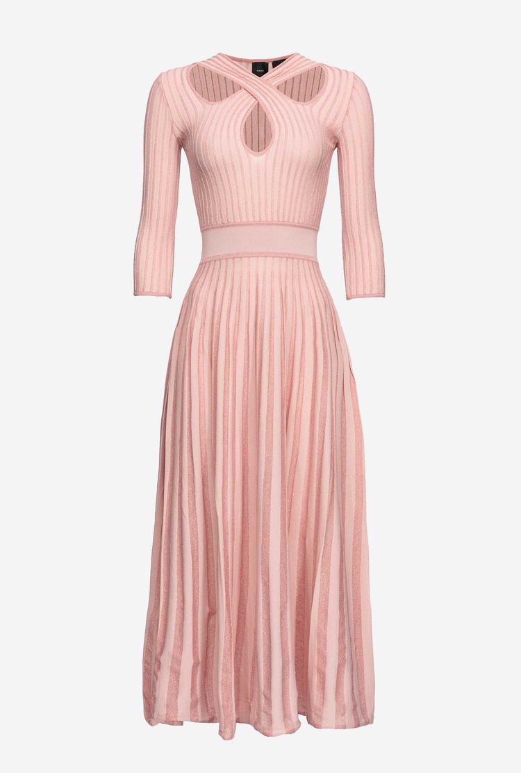 Women's Pinko Two-tone Knit Midi Dress Pink | Australia-53890429