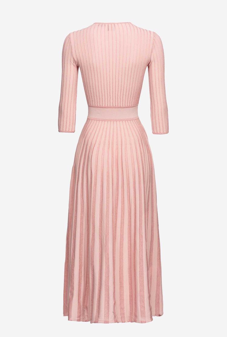 Women's Pinko Two-tone Knit Midi Dress Pink | Australia-53890429