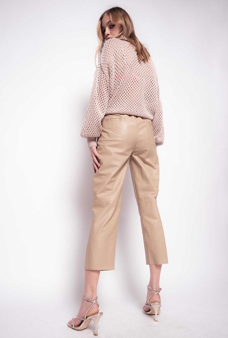 Women's Pinko Ultralight Leather Pants Beige | Australia-42096159