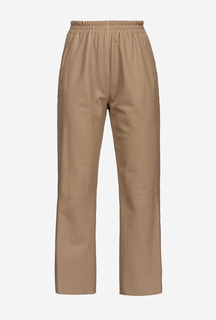 Women's Pinko Ultralight Leather Pants Beige | Australia-42096159