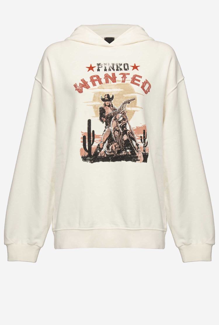 Women's Pinko Wanted Print Sweatshirt White | Australia-81923509