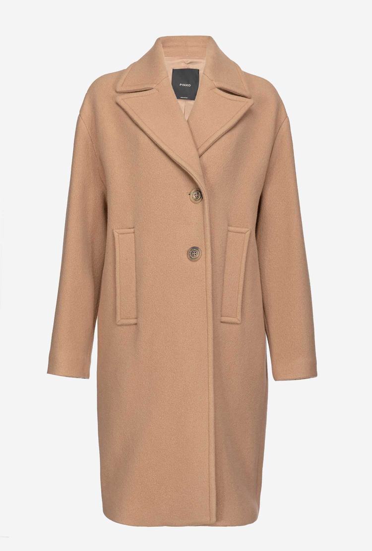 Women's Pinko Washed Cloth Coats Brown Beige | Australia-27954369