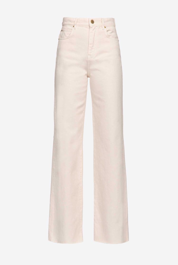 Women's Pinko Wide-leg Cotton Bull Jeans White | Australia-37940529