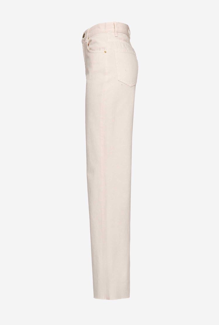 Women's Pinko Wide-leg Cotton Bull Jeans White | Australia-37940529