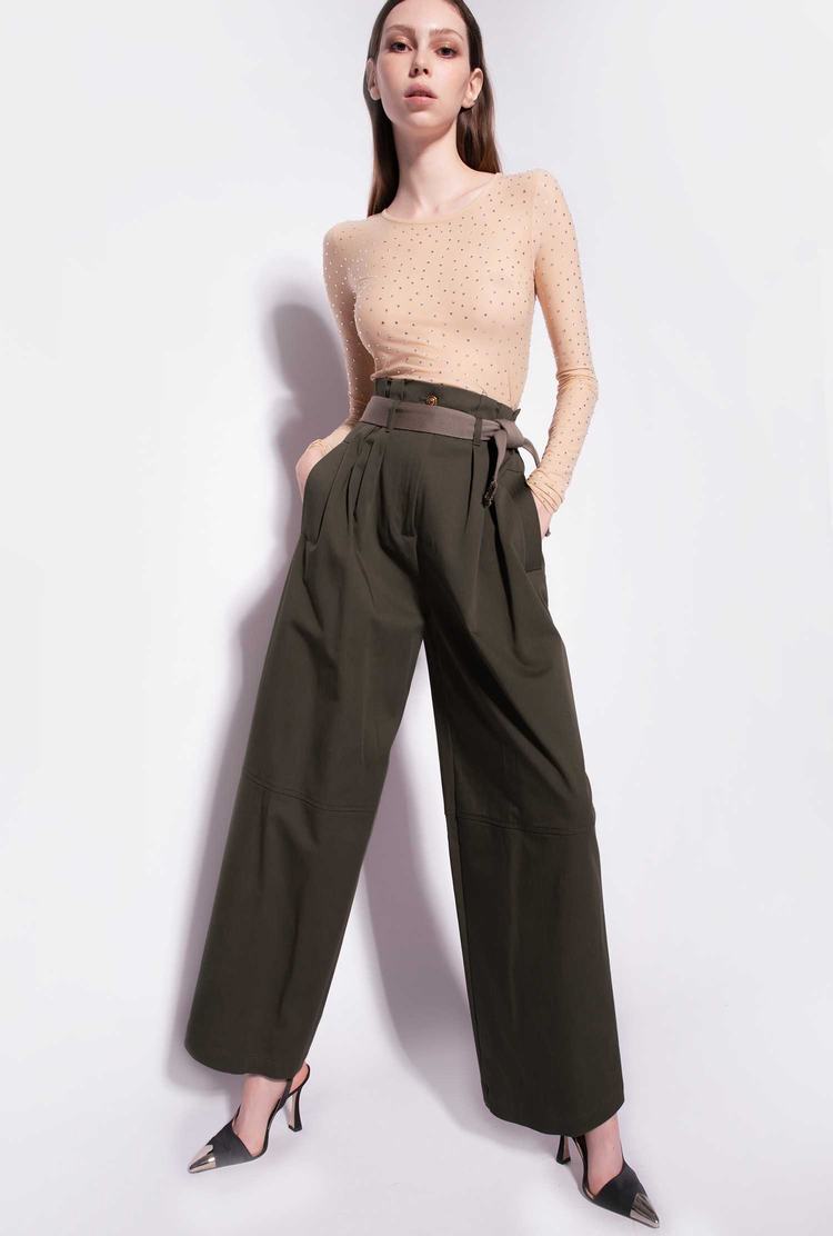 Women's Pinko Wide-leg Pants Green | Australia-15260399