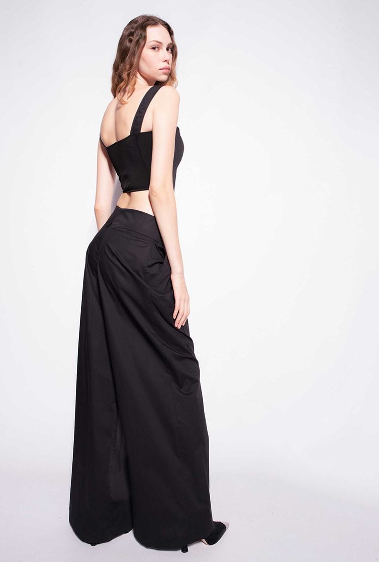 Women's Pinko Wide-leg Poplin Pants Black | Australia-63528979