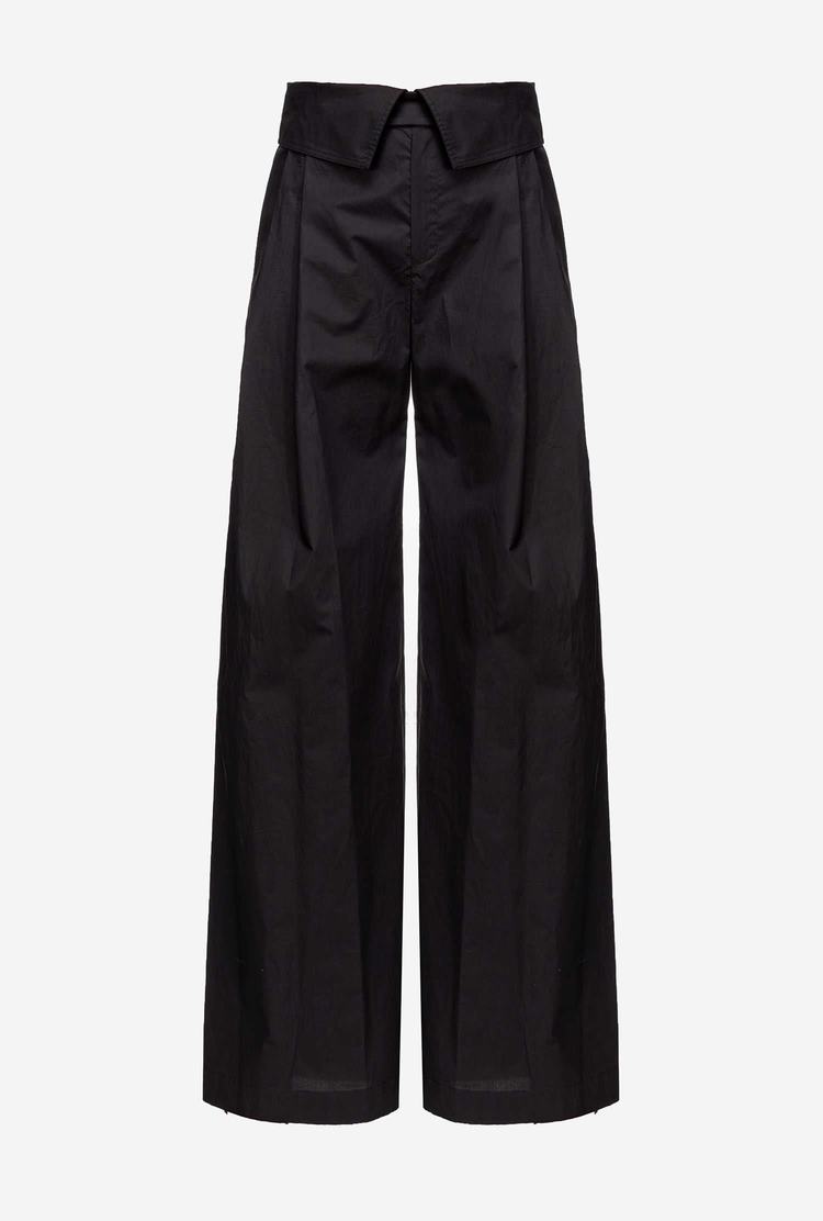 Women's Pinko Wide-leg Poplin Pants Black | Australia-63528979