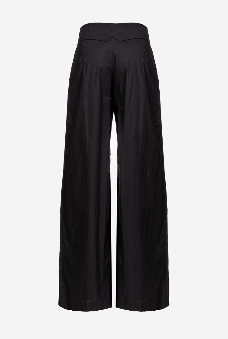 Women's Pinko Wide-leg Poplin Pants Black | Australia-63528979