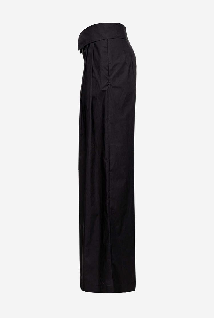 Women's Pinko Wide-leg Poplin Pants Black | Australia-63528979