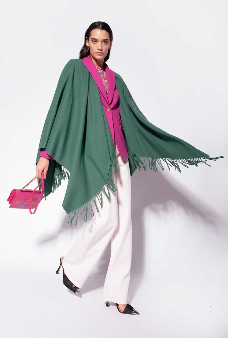 Women's Pinko Wool Poncho Scarves Green Deep Green | Australia-12098639