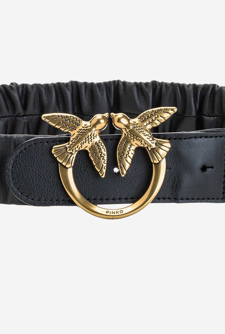 Women's Pinko Woven Love Birds Belts Black Gold | Australia-54198079