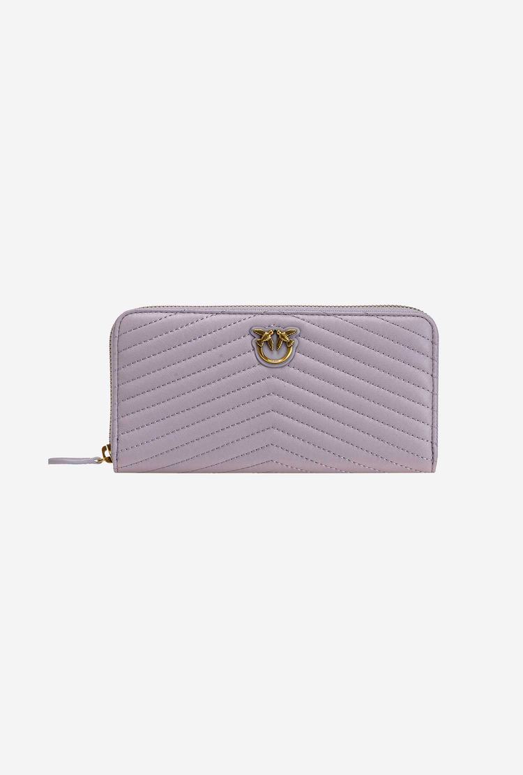 Women\'s Pinko Zip-around In Chevron-patterned Nappa Leather Purses Grey Gold | Australia-40318729